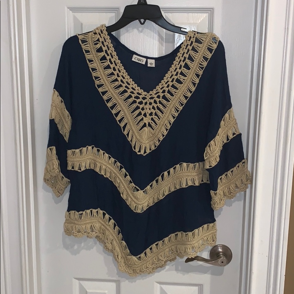 Ladies Navy Top Cato Large EUC